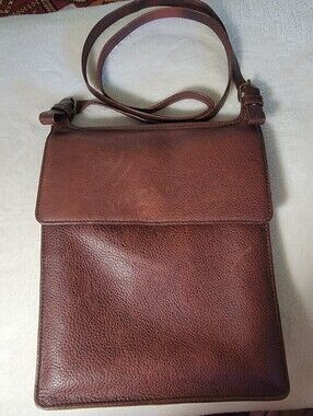 Vintage Leather Crossbody Bag - Brown